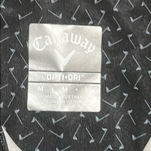 Callaway Men's Opti-Dri Polo Shirt - Navy with tiny Golf Flag Print sz M - Picture 7 of 9